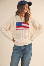 Load image into Gallery viewer, NEWEST ARRIVAL Cream USA Flag Cable Knit Sweater
