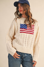 Load image into Gallery viewer, NEWEST ARRIVAL Cream USA Flag Cable Knit Sweater
