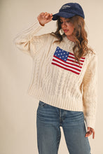 Load image into Gallery viewer, NEWEST ARRIVAL Cream USA Flag Cable Knit Sweater
