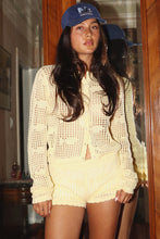 Load image into Gallery viewer, NEWEST ARRIVAL *PREORDER 2/1* Yellow Crochet Fish Mini Shorts
