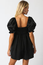 Load image into Gallery viewer, NEWEST ARRIVAL Black Denim Puff Sleeve Romper

