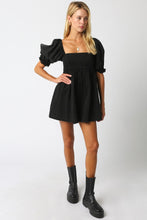Load image into Gallery viewer, NEWEST ARRIVAL Black Denim Puff Sleeve Romper

