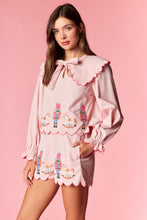 Load image into Gallery viewer, NEWEST ARRIVAL LAST ONE Pink Nutcracker and Rocking Horse Embroidered Shorts Set
