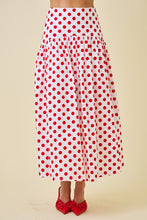 Load image into Gallery viewer, LAST ONE Off White/Red Polka Dot Midi Skirt
