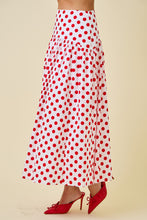 Load image into Gallery viewer, LAST ONE Off White/Red Polka Dot Midi Skirt
