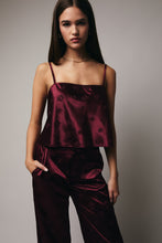 Load image into Gallery viewer, NEWEST ARRIVAL Burgundy Satin Cami Pants Set
