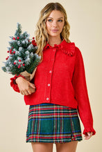 Load image into Gallery viewer, NEWEST ARRIVAL Red Ruffle Peter Pan Collar Cardigan
