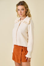 Load image into Gallery viewer, NEWEST ARRIVAL Ivory Ruffle Peter Pan Collar Cardigan

