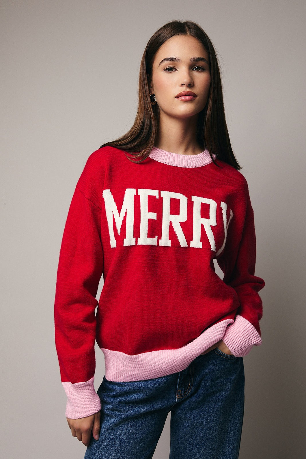 NEWEST ARRIVAL Red/Pink Merry Sweater