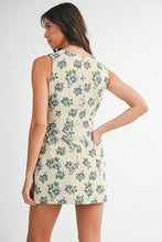 Load image into Gallery viewer, NEWEST ARRIVAL Taupe Blue Floral Jacquard Mini Dress
