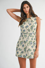 Load image into Gallery viewer, NEWEST ARRIVAL Taupe Blue Floral Jacquard Mini Dress
