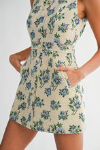 Load image into Gallery viewer, NEWEST ARRIVAL Taupe Blue Floral Jacquard Mini Dress
