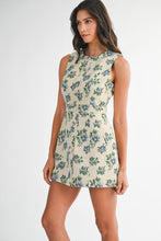 Load image into Gallery viewer, NEWEST ARRIVAL Taupe Blue Floral Jacquard Mini Dress
