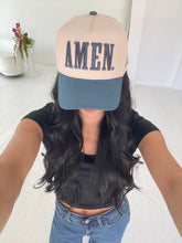 Load image into Gallery viewer, NEWEST ARRIVAL Slate Blue Amen Trucker Hat
