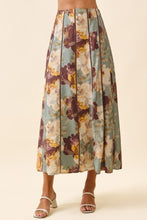 Load image into Gallery viewer, NEWEST ARRIVAL Teal/Brown Floral Pleated Midi Skirt Set
