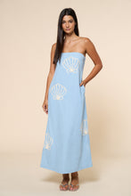 Load image into Gallery viewer, NEWEST ARRIVAL Denim Seashell Embroidered Strapless Maxi
