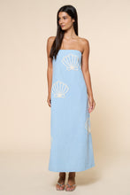 Load image into Gallery viewer, NEWEST ARRIVAL Denim Seashell Embroidered Strapless Maxi
