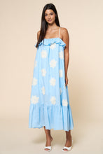 Load image into Gallery viewer, LAST ONE Blue Flower Embroidered Flowy Midi Dress
