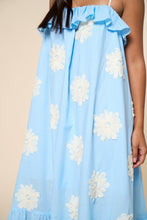 Load image into Gallery viewer, LAST ONE Blue Flower Embroidered Flowy Midi Dress
