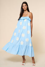 Load image into Gallery viewer, LAST ONE Blue Flower Embroidered Flowy Midi Dress
