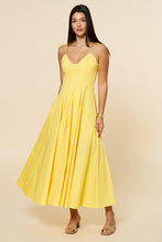 Load image into Gallery viewer, LAST ONE Yellow Fit and Flare Shoulder Tie Midi Dress
