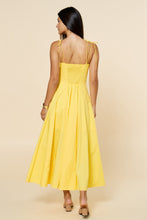 Load image into Gallery viewer, LAST ONE Yellow Fit and Flare Shoulder Tie Midi Dress
