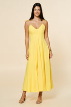 Load image into Gallery viewer, LAST ONE Yellow Fit and Flare Shoulder Tie Midi Dress

