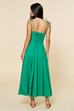 Load image into Gallery viewer, NEWEST ARRIVAL Green Fit and Flare Shoulder Tie Midi Dress
