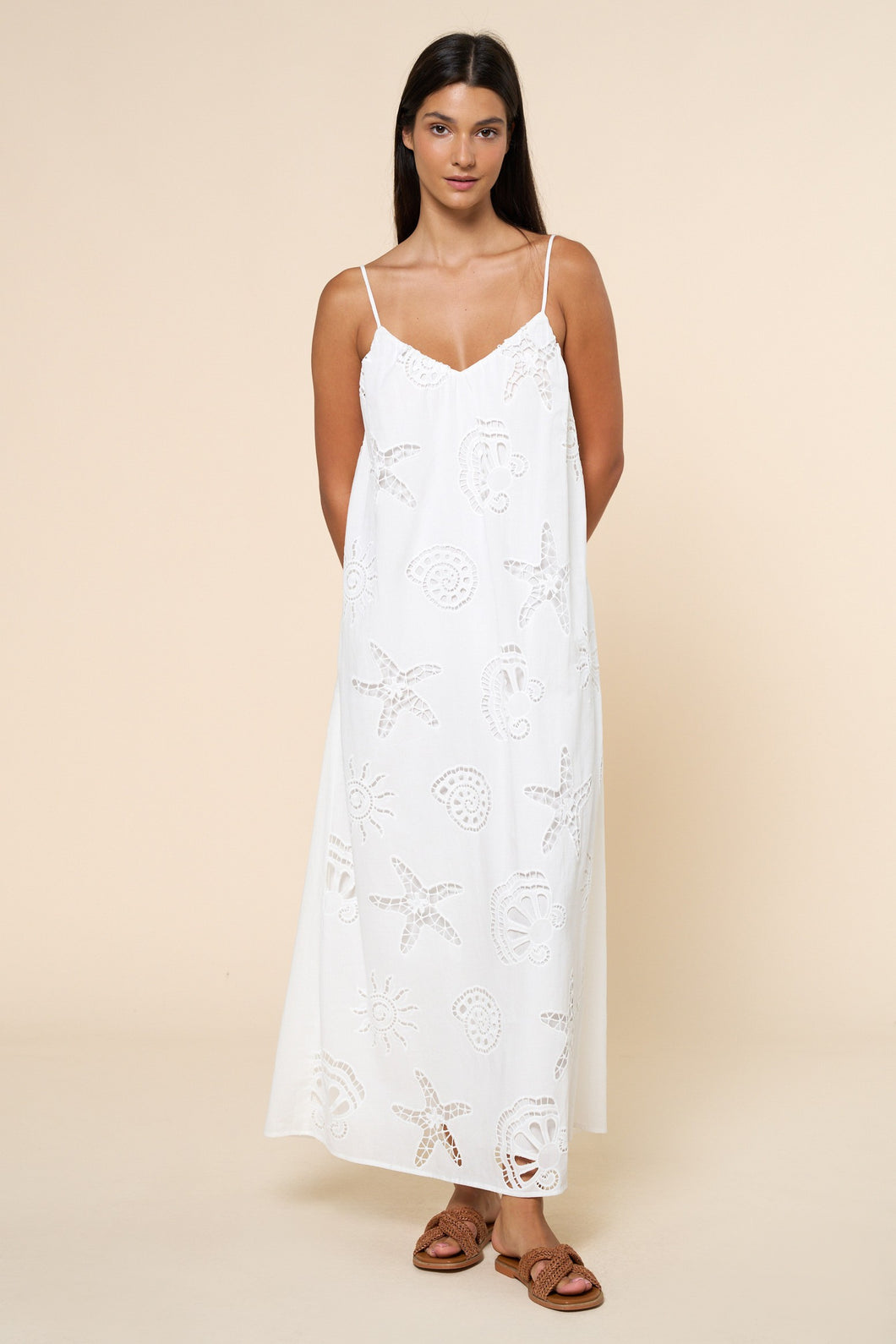 white starfish dress Embroidered Beach Maxi – Five Points Boutique seaside strolls sale-20250414 SAINT LAURENT Lace-Trimmed Silk Color:EVR