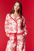 Load image into Gallery viewer, NEWEST ARRIVAL Red Gingerbread Village Christmas Pajamas
