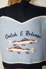 Load image into Gallery viewer, NEWEST ARRIVAL Blue Catch and Release Fisherman Cardigan
