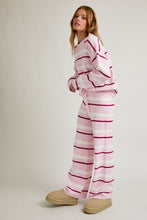 Load image into Gallery viewer, NEWEST ARRIVAL Pink/Red Striped Fuzzy Knit Pants Set

