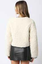 Load image into Gallery viewer, NEWEST ARRIVAL Cream/Black Shearling Sherpa Crop Jacket
