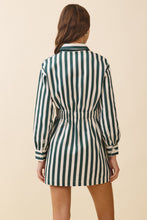 Load image into Gallery viewer, NEWEST ARRIVAL Hunter Green Striped Shirt Dress
