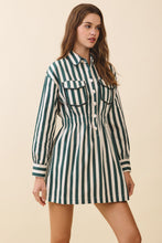 Load image into Gallery viewer, NEWEST ARRIVAL Hunter Green Striped Shirt Dress
