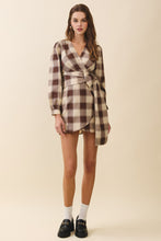 Load image into Gallery viewer, NEWEST ARRIVAL Brown Plaid Wrap Dress
