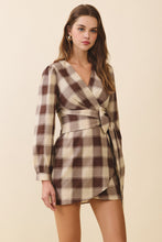 Load image into Gallery viewer, NEWEST ARRIVAL Brown Plaid Wrap Dress
