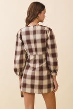 Load image into Gallery viewer, NEWEST ARRIVAL Brown Plaid Wrap Dress
