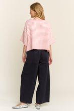 Load image into Gallery viewer, NEWEST ARRIVAL Pink/Ivory Striped Cropped Fuzzy Boxy Cardigan
