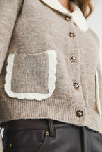 Load image into Gallery viewer, NEWEST ARRIVAL Mocha Brown Peter Pan Collar Cardigan
