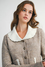 Load image into Gallery viewer, NEWEST ARRIVAL Mocha Brown Peter Pan Collar Cardigan
