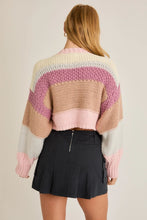 Load image into Gallery viewer, LAST ONE FINAL SALE Pink Color Block Crop Sweater
