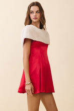 Load image into Gallery viewer, NEWEST ARRIVAL Red Faux Fur Off Shoulder Mini Dress
