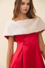 Load image into Gallery viewer, NEWEST ARRIVAL Red Faux Fur Off Shoulder Mini Dress
