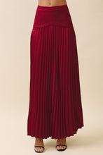 Load image into Gallery viewer, NEWEST ARRIVAL Wine Burgundy Pleated Maxi Skirt Set
