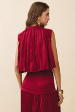 Load image into Gallery viewer, NEWEST ARRIVAL Wine Burgundy Pleated Maxi Skirt Set
