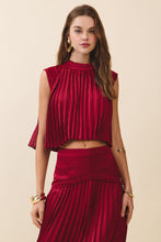 Load image into Gallery viewer, NEWEST ARRIVAL Wine Burgundy Pleated Maxi Skirt Set
