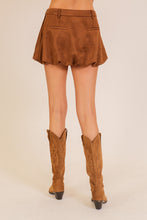 Load image into Gallery viewer, NEWEST ARRIVAL Camel Brown Suede Mini Bubble Skirt
