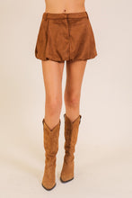 Load image into Gallery viewer, NEWEST ARRIVAL Camel Brown Suede Mini Bubble Skirt
