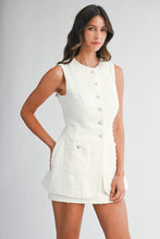 Load image into Gallery viewer, NEWEST ARRIVAL *PREORDER 11/19* Off White Tweed Sleeveless Blazer Dress
